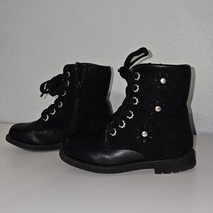 Rachel Delia Black Zip Up Size 9 Floral Girls Boots